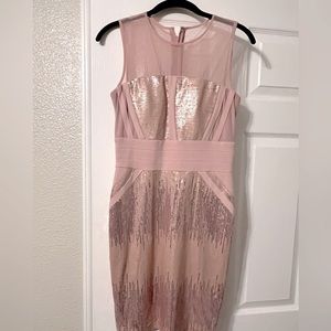 Champagne/Light Pink Sequin Cocktail Dress